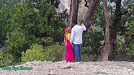 Desi Fucks Friend's Stepsis Pissing Outdoor in Juicy Hairy Pussy