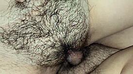 My brother-in-law's small cock fucks my juicy hairy pussy first time creampie!