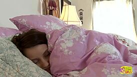 a nerdy brunette babe with glasses has her clit licked hard by experienced lesbian milf