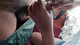 skinny ebony babe slurps boyfriend's throbbing black monster