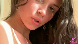 hey lilly a, that horny coed finger-fucks her tight hole till squirting everywhere