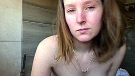 😍 big titty brunette neighbor babe smokes hot in bathroom voyeur style