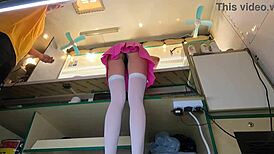 hot 18yo's upskirt flashes her sexy ass on hidden cam at work