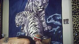 whoa, glasses-wearing big-tit brunette milf takes italian machine pounding backstage!