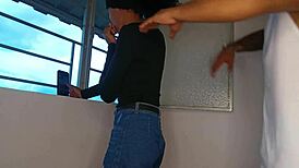 Skinny latina stepsis rides cock cowgirl while recording dance videos tight ass fucked