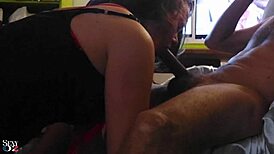 french slut's tight black satin clings while rimming and fucking pov