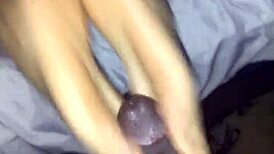 bbw ebony gives reverse footjob to bbc for huge cumshot