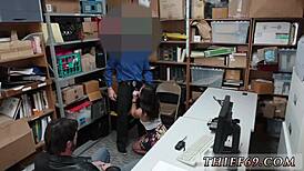 Hot big tit blonde police officer sucks cock at work