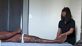 vietnamese babe gives steamy massage to horny customer