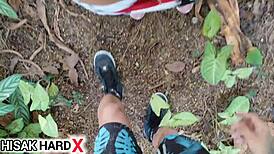 just turned 18yo calls friend for woods virginity loss 🌳🍆💦