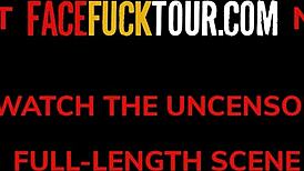 Blonde's Perfect Mouth Ripped By Huge Cock Face Fuck And Ball Lick