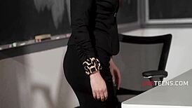 valentina nappi demonstrates italian classroom lessons on us school desk