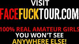 Huge boobs latina redhead gags and chokes on best friend's massive cock sloppy deepthroat!