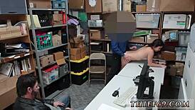 Hot big tit blonde police officer sucks cock at work