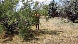 Shy Aboriginal Cosplayer Dances Outdoors in Mature Amateur Costume