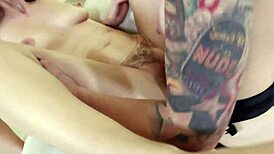 emo girl nikki hearts fingers shaved pussy then takes monster anal strapon pounding 😈🍑