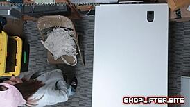 Terrified young shoplifter teen caught and blackmailed in store bust