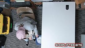 Terrified young shoplifter teen caught and blackmailed in store bust