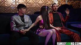 Stepdaddy Bursts Cum Facial on Aubree Gold's Face Cheating Wife Deepthroat Ride