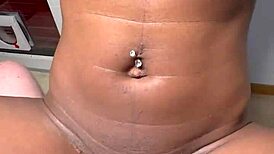 he slides into his petite ebony wife's tight spot on the chair