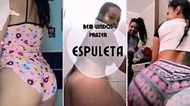 brazilian tease reveals her massive wet pussy