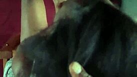 skinny ebony babe slurps boyfriend's throbbing black monster