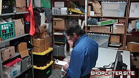 Terrified young shoplifter teen caught and blackmailed in store bust