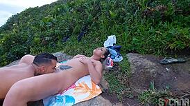 whoa this hot blonde gets fucked hard on the beach by surfer dude i filmed it all 🔥🏖️