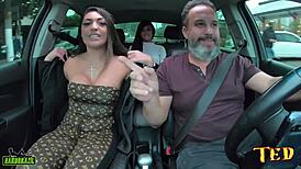 hey check out paola venturine and gabriela andrade stopping traffic naked in street car