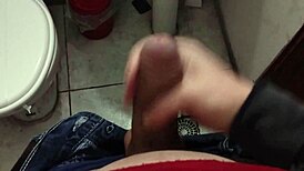 Pov Skinny Hottie Jerks Monster Cock in Work Bathroom for Sexy Release