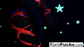 Romi toys her tight pussy deep with disco ball stuffing big tits bouncing nightclub pornstar fun