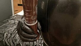Latexi69 Sucks Dildo Deep Before Anal Toy Insertion Frenzy