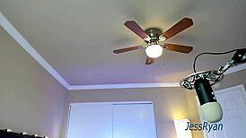 Sexy tanned milf shakes perfect ass and spreads in glasses