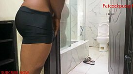 Stepmom bathes dripping wet, I watch her juicy ass then fuck roughly full creampie