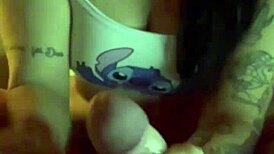 My latina milf wife massages big cock till overflowing cumshot