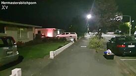 BRAZEN tattooed MILF slut PISSED on publicly. Sidewalk drenching as motorists yell