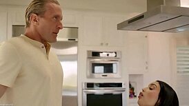 Vanessa sky bends over for older stud's doggy pounding!