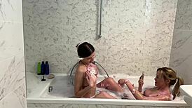 maya rose dives into wet lesbian bathroom fetish sex grinding hard