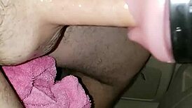 whoa check out this amazing deepthroat blowjob on that black toy sucking till cumshot explodes!!