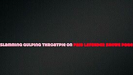 Brunette cheerleader rims butthole and balls with blue lipstick facefuck throatpie