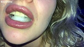 Hot Blonde Deepthroats Huge Cock While Watching Movie