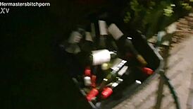 BRAZEN tattooed MILF slut PISSED on publicly. Sidewalk drenching as motorists yell