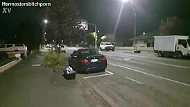 BRAZEN tattooed MILF slut PISSED on publicly. Sidewalk drenching as motorists yell