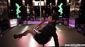 Stylish Stripper Squirts on Baseball Bat in Club