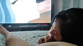 whoa i got so turned on watching anime with my friend i had to suck his cock like hentai!