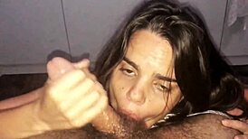 Late-Night Wife's FAT THROAT Chokes on HUBBY's Load