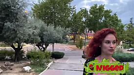 Ariel Ortiz's small tits bounce as BBC bends her over outdoors