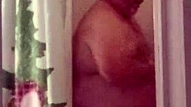 Shower play after vacuum cock fun with cleaning lady