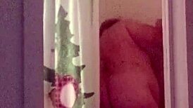 Shower play after vacuum cock fun with cleaning lady