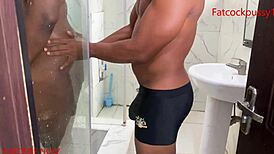 Stepmom bathes dripping wet, I watch her juicy ass then fuck roughly full creampie